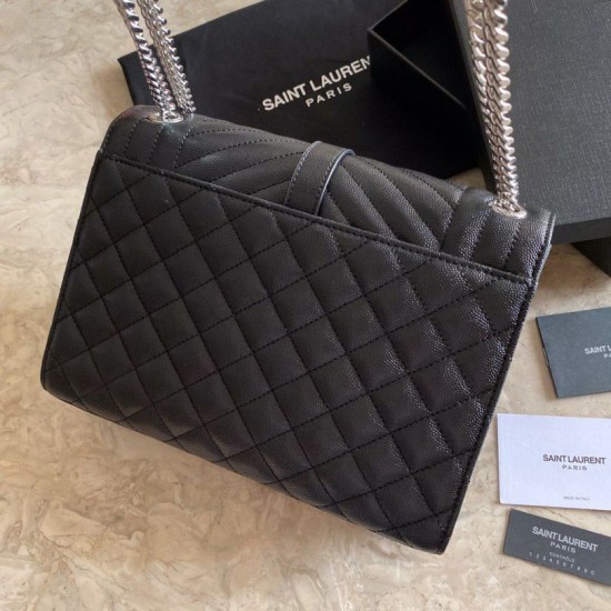 Cloni Firmate Borsa Replica per buste medie YSL Saint Laurent Mix Matelasse nero argento hardware imitazioni