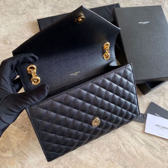 Cloni Firmate Borsa per busta media YSL Saint Laurent Mix Matelasse nera in oro imitazioni