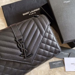 Borsa per busta media YSL Saint Laurent Mix Matelasse nera Borsa per busta media YSL Saint Laurent Mix Matelasse nera