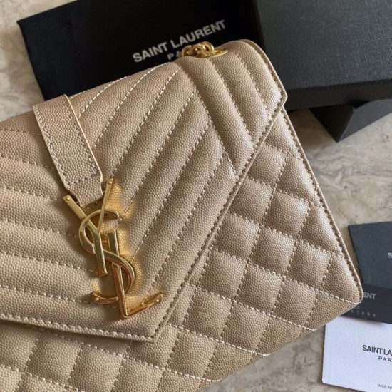 Cloni Firmate Sacchetto busta media YSL Saint Laurent Mix Matelasse Albicocca imitazioni