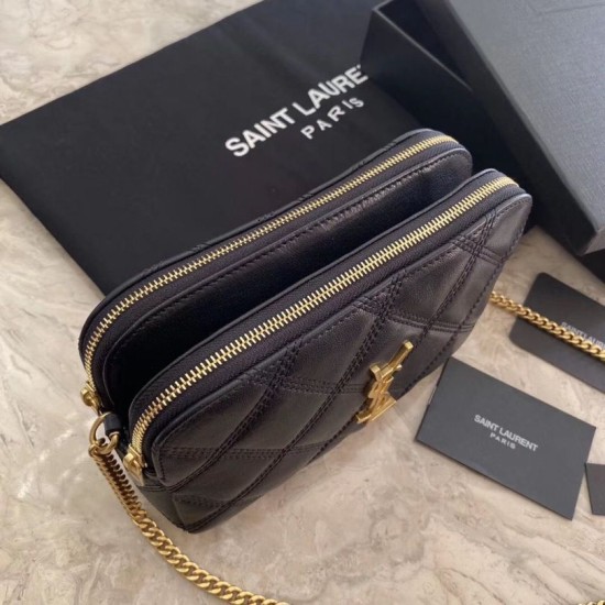 Borsa a catena trapuntata YSL Saint Laurent nera Dupe Perfetta Cloni Firmate Borsa a catena trapuntata YSL Saint Laurent nera imitazioni