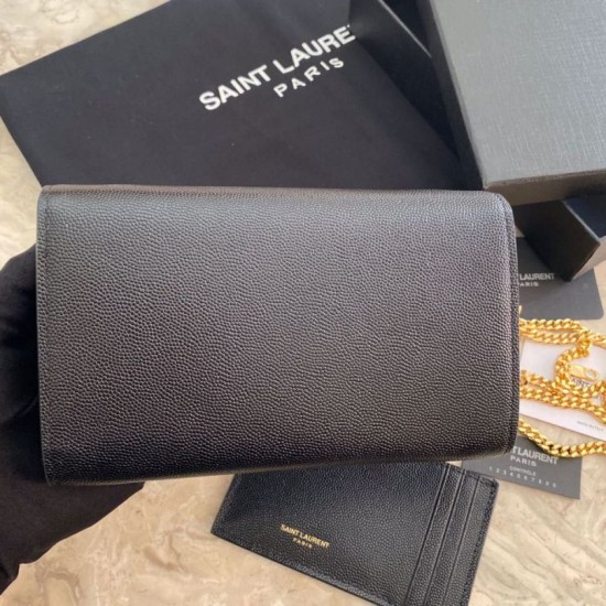 Portafoglio YSL Saint Laurent Uptown Chain nero Dupe Perfetta Cloni Firmate Portafoglio YSL Saint Laurent Uptown Chain nero imitazioni