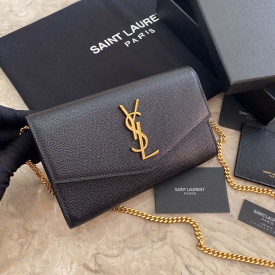 Portafoglio YSL Saint Laurent Uptown Chain nero Dupe Perfetta Cloni Firmate Portafoglio YSL Saint Laurent Uptown Chain nero imitazioni