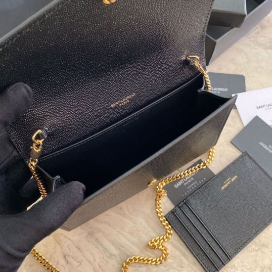 Portafoglio YSL Saint Laurent Uptown Chain nero Dupe Perfetta Cloni Firmate Portafoglio YSL Saint Laurent Uptown Chain nero imitazioni