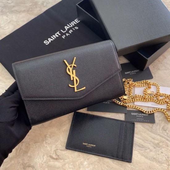 Portafoglio YSL Saint Laurent Uptown Chain nero Dupe Perfetta Cloni Firmate Portafoglio YSL Saint Laurent Uptown Chain nero imitazioni