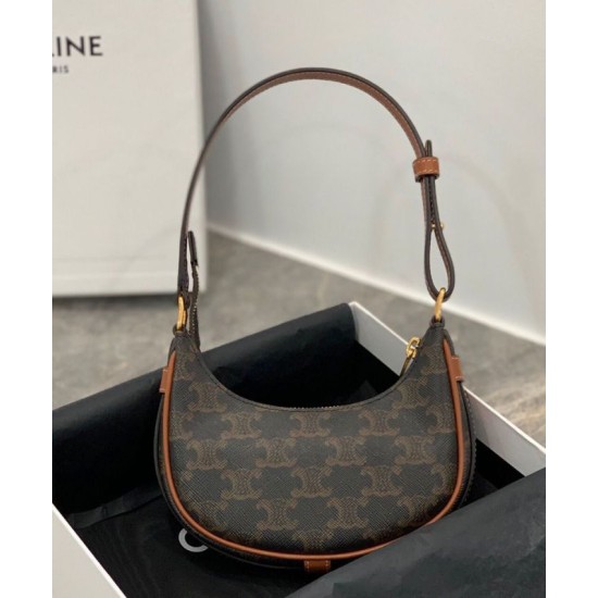 Celine Mini Ava In Tela Triomphe E Pelle Di Vitello Marrone Celine Mini Ava In Tela Triomphe E Pelle Di Vitello Marrone