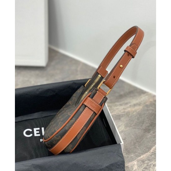 Celine Mini Ava In Tela Triomphe E Pelle Di Vitello Marrone Celine Mini Ava In Tela Triomphe E Pelle Di Vitello Marrone