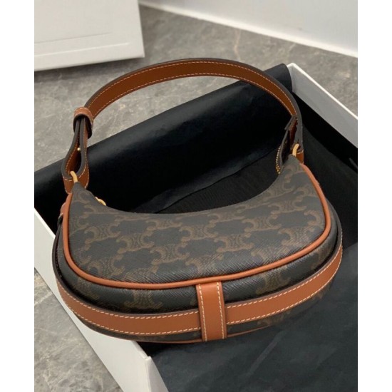 Celine Mini Ava In Tela Triomphe E Pelle Di Vitello Marrone Celine Mini Ava In Tela Triomphe E Pelle Di Vitello Marrone