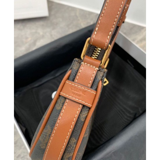 Celine Mini Ava In Tela Triomphe E Pelle Di Vitello Marrone Celine Mini Ava In Tela Triomphe E Pelle Di Vitello Marrone