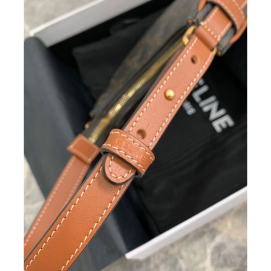 Celine Mini Ava In Tela Triomphe E Pelle Di Vitello Marrone Celine Mini Ava In Tela Triomphe E Pelle Di Vitello Marrone