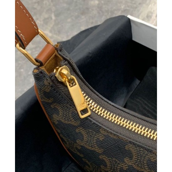 Celine Mini Ava In Tela Triomphe E Pelle Di Vitello Marrone Celine Mini Ava In Tela Triomphe E Pelle Di Vitello Marrone