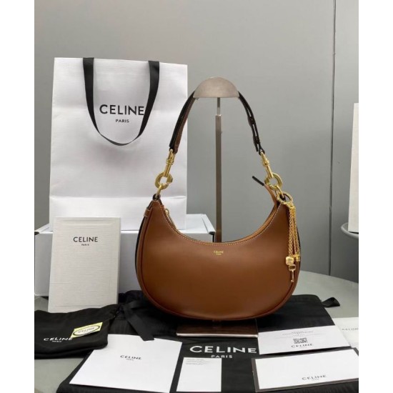 Borse Celine Ava Con Tracolla Media In Pelle Di Vitello Liscia Caffè