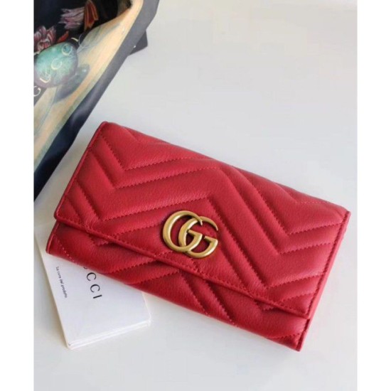 Dettagli perfetti Portafoglio GG Marmont continental 443436 Rosso