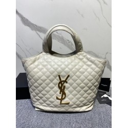 Borsa YSL Saint Laurent Icare Maxi Shopping In Pelle Di Agnello Trapuntata Bianca Borsa YSL Saint Laurent Icare Maxi Shopping In Pelle Di Agnello Trapuntata Bianca