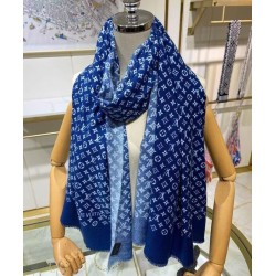 Sciarpa lunga sfumata in denim da donna di Louis Vuitton blu