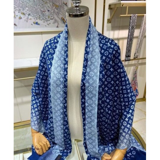 Sciarpa lunga sfumata in denim da donna di Louis Vuitton blu Sciarpa lunga sfumata in denim da donna di Louis Vuitton blu