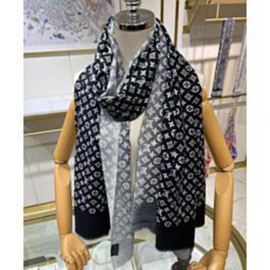 Sciarpa lunga sfumata in denim da donna Louis Vuitton nera Sciarpa lunga sfumata in denim da donna Louis Vuitton nera