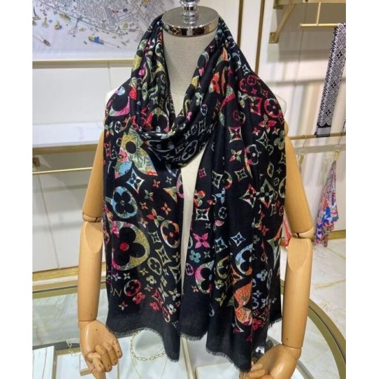 Sciarpa monogramma da donna Louis Vuitton nera Sciarpa monogramma da donna Louis Vuitton nera