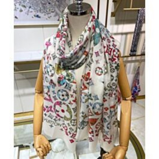 Sciarpa monogramma da donna Louis Vuitton bianca Sciarpa monogramma da donna Louis Vuitton bianca