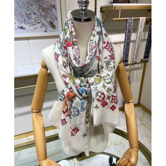 Sciarpa monogramma da donna Louis Vuitton bianca Sciarpa monogramma da donna Louis Vuitton bianca