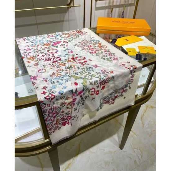 Sciarpa monogramma da donna Louis Vuitton bianca Sciarpa monogramma da donna Louis Vuitton bianca