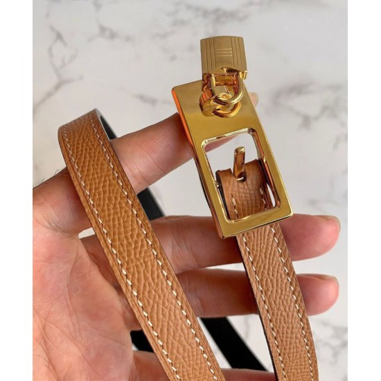 Hermes Lucky 15 cintura reversibile caffè