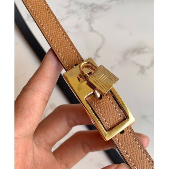 Hermes Lucky 15 cintura reversibile caffè