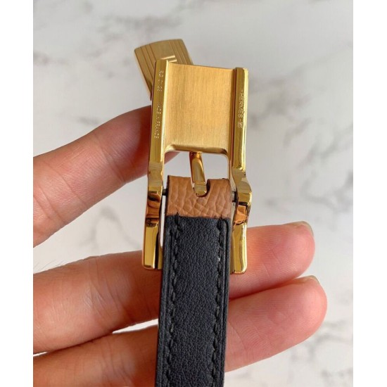 Hermes Lucky 15 cintura reversibile caffè