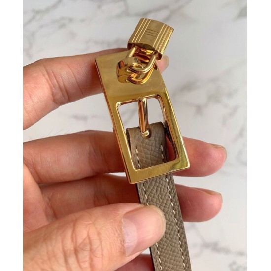 Hermes Lucky 15 cintura reversibile cachi