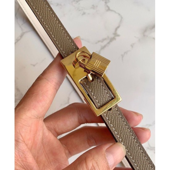 Hermes Lucky 15 cintura reversibile cachi