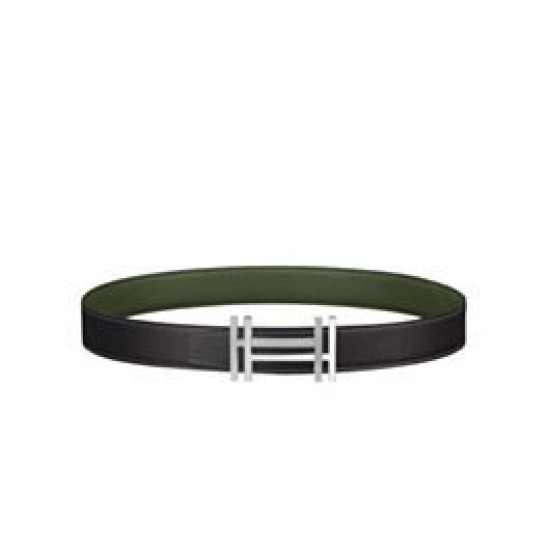 Fibbia per cintura Hermes H Au Carré & Cinturino in pelle reversibile 32mm verde Fibbia per cintura Hermes H Au Carré & Cinturino in pelle reversibile 32mm verde
