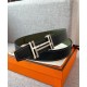 Fibbia per cintura Hermes H Au Carré & Cinturino in pelle reversibile 32mm verde Fibbia per cintura Hermes H Au Carré & Cinturino in pelle reversibile 32mm verde