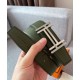 Fibbia per cintura Hermes H Au Carré & Cinturino in pelle reversibile 32mm verde Fibbia per cintura Hermes H Au Carré & Cinturino in pelle reversibile 32mm verde