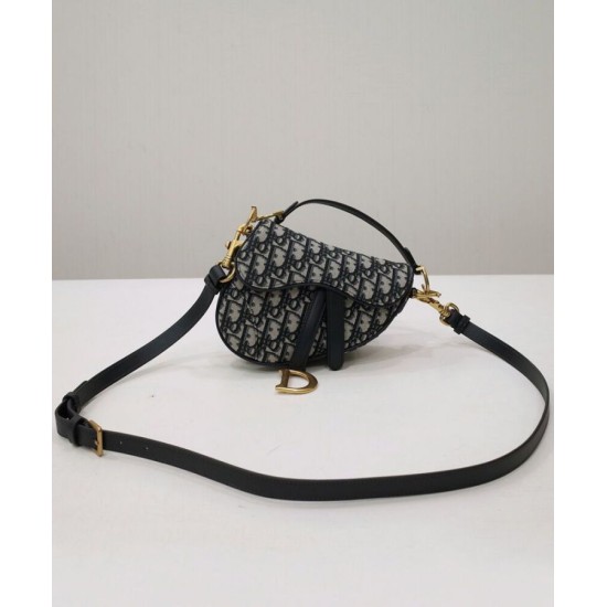 Borsa Christian Dior Mini Saddle Con Tracolla Blu Scuro Borsa Christian Dior Mini Saddle Con Tracolla Blu Scuro