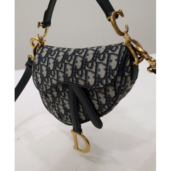 Borsa Christian Dior Mini Saddle Con Tracolla Blu Scuro Borsa Christian Dior Mini Saddle Con Tracolla Blu Scuro