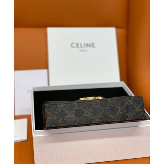 Celine Box Triomphe In Tela Triomphe E Pelle Di Vitello Caffè Celine Box Triomphe In Tela Triomphe E Pelle Di Vitello Caffè