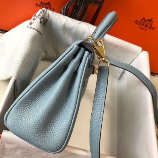 Borsa Hermes Mini Kelly 20cm Blu