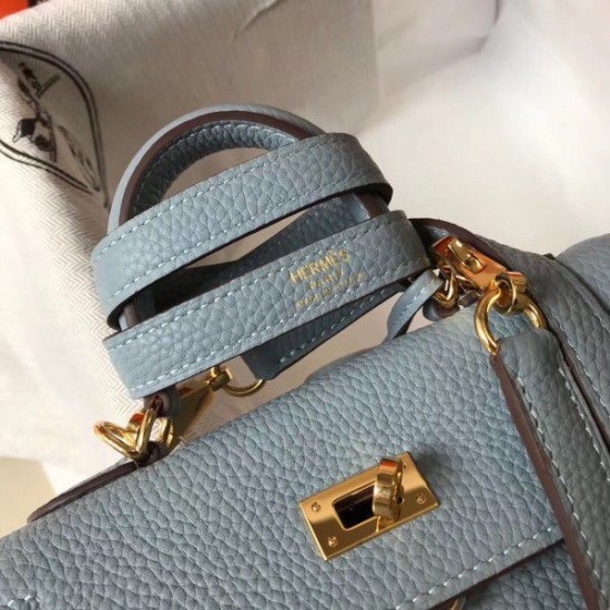Borsa Hermes Mini Kelly 20cm Blu