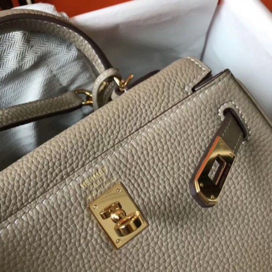 Borse Hermes Mini Kelly 20 cm grigia