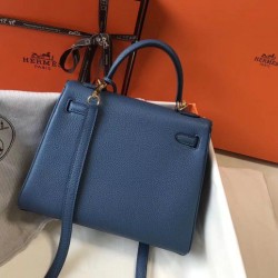 Hermes Kelly 25cm Borse Sellier Clemence Pelle Blu Hermes Kelly 25cm Borse Sellier Clemence Pelle Blu
