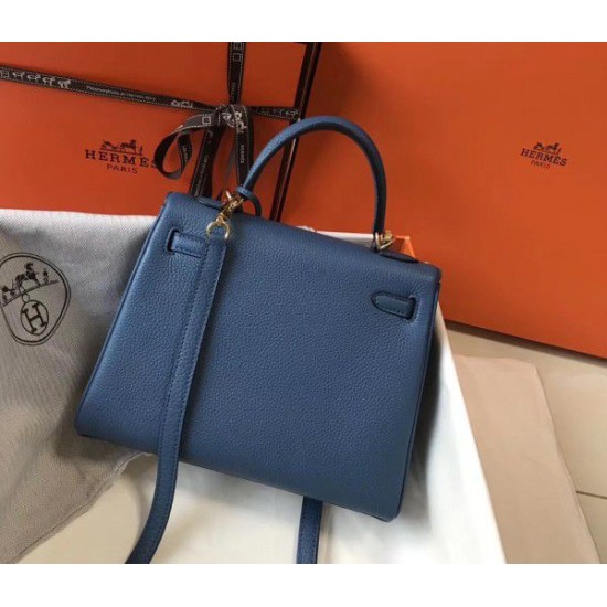 Hermes Kelly 25cm Borse Sellier Clemence Pelle Blu Hermes Kelly 25cm Borse Sellier Clemence Pelle Blu