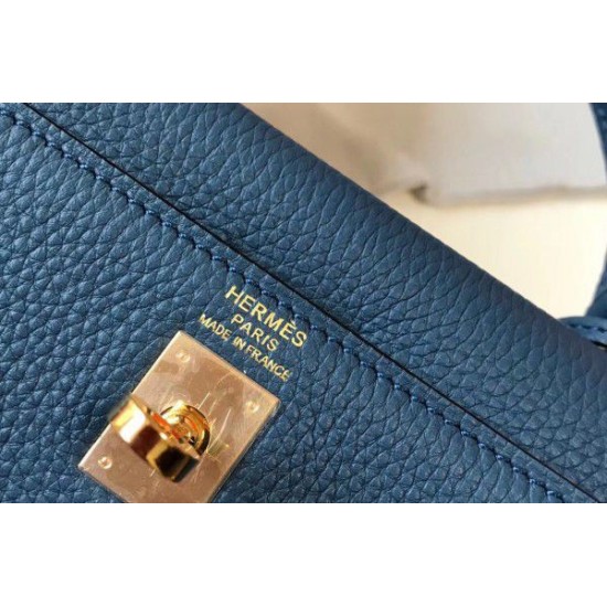 Hermes Kelly 25cm Borse Sellier Clemence Pelle Blu Hermes Kelly 25cm Borse Sellier Clemence Pelle Blu