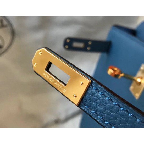 Hermes Kelly 25cm Borse Sellier Clemence Pelle Blu Hermes Kelly 25cm Borse Sellier Clemence Pelle Blu