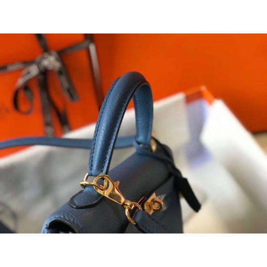 Hermes Kelly 25cm Borse Sellier Clemence Pelle Blu Hermes Kelly 25cm Borse Sellier Clemence Pelle Blu