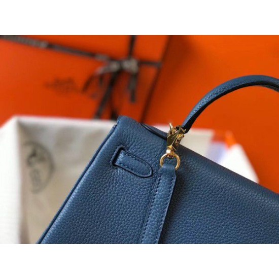 Hermes Kelly 25cm Borse Sellier Clemence Pelle Blu Hermes Kelly 25cm Borse Sellier Clemence Pelle Blu