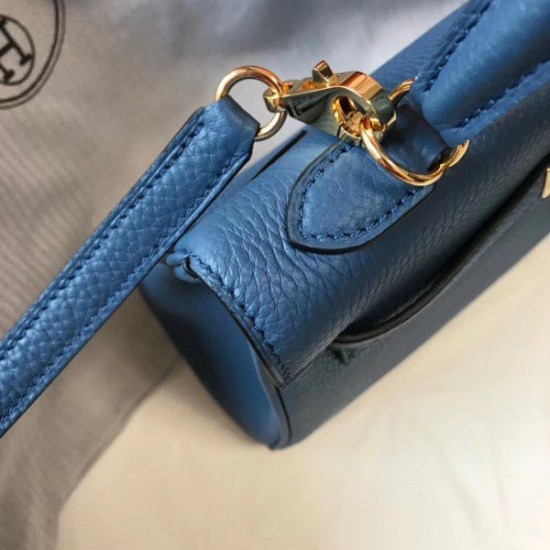 Hermes Kelly 25cm Borse Sellier Clemence Pelle Blu Hermes Kelly 25cm Borse Sellier Clemence Pelle Blu