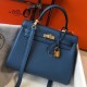 Hermes Kelly 25cm Borse Sellier Clemence Pelle Blu Hermes Kelly 25cm Borse Sellier Clemence Pelle Blu