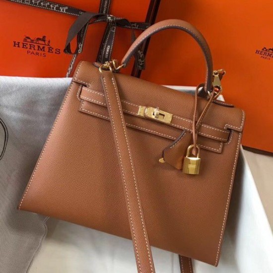 Borse Hermes Kelly 25cm Sellier Epsom in pelle marrone Borse Hermes Kelly 25cm Sellier Epsom in pelle marrone