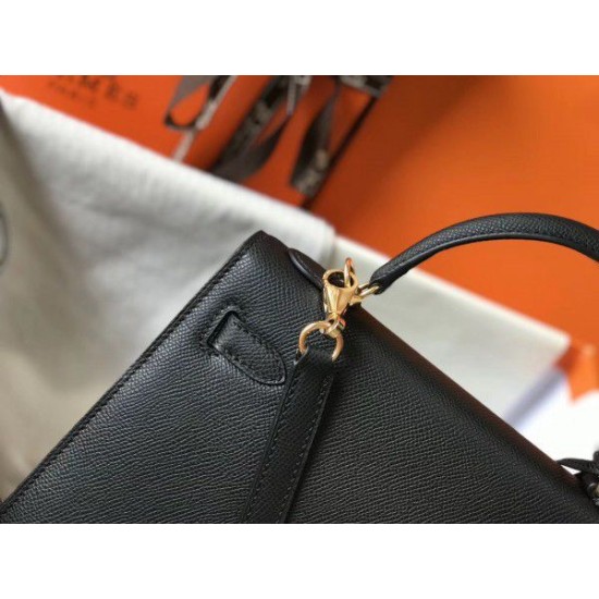 Borsa Hermes Kelly 25cm Sellier Epsom in pelle nera Borsa Hermes Kelly 25cm Sellier Epsom in pelle nera