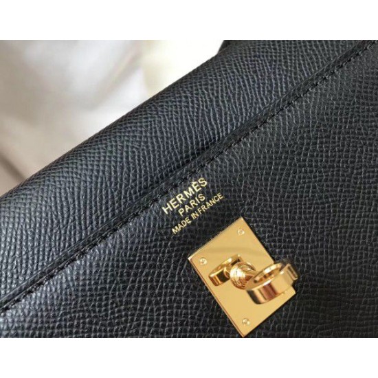 Borsa Hermes Kelly 25cm Sellier Epsom in pelle nera Borsa Hermes Kelly 25cm Sellier Epsom in pelle nera
